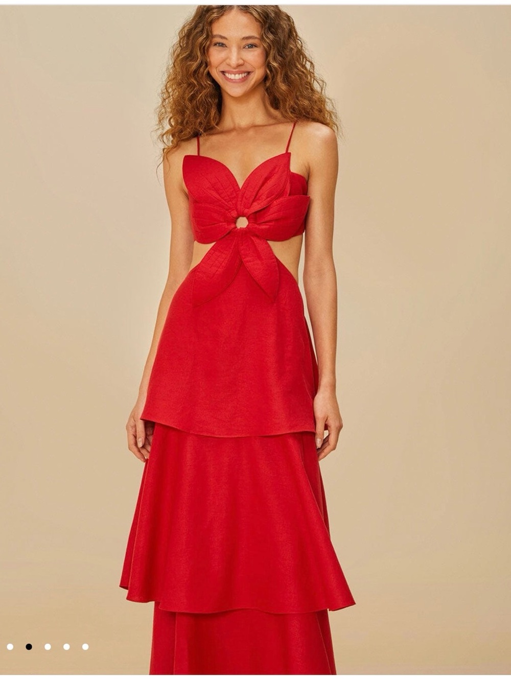 NWT FARM Rio Red Floral Cutout Tiered Maxi Dress
